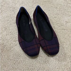 Rothys Square Toe Purple Plaid Flats
